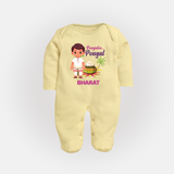 Pongaloo Pongal Tamil Boy Edition – Custom Kids Fullbody Suit  - PASTEL YELLOW - New Born (Chest 7.5")