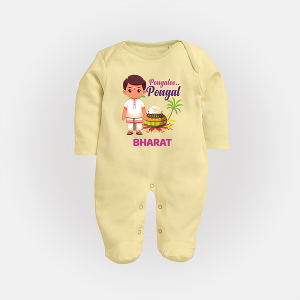 Pongaloo Pongal Tamil Boy Edition – Custom Kids Fullbody Suit  - PASTEL YELLOW - New Born (Chest 7.5")