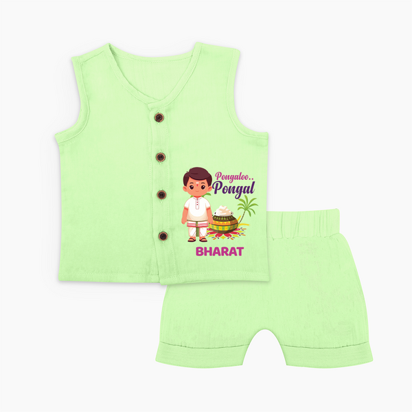 Pongaloo Pongal Tamil Boy Edition – Custom Kids Jabla Set  - PASTEL GREEN - 0 - 3 Months Old (Chest 9.8")