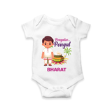 Pongalo Pongal - Village Vibes Customized Romper for Babies with Name - WHITE - 0 - 3 Months Old (Chest 16")