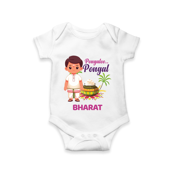 Pongaloo Pongal Tamil Boy Edition – Custom Kids Romper  - WHITE - New Born (Chest 14")