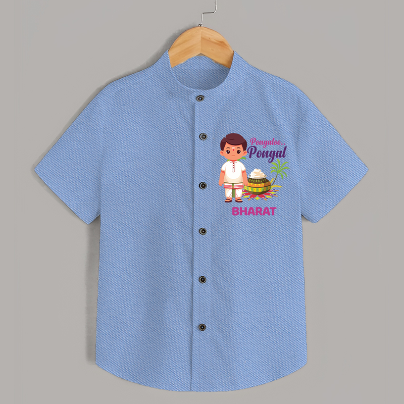 Pongalo Pongal - Village Vibes Customized Shirt for Kids with Name - SKY BLUE - 0 - 6 Months Old (Chest 23")