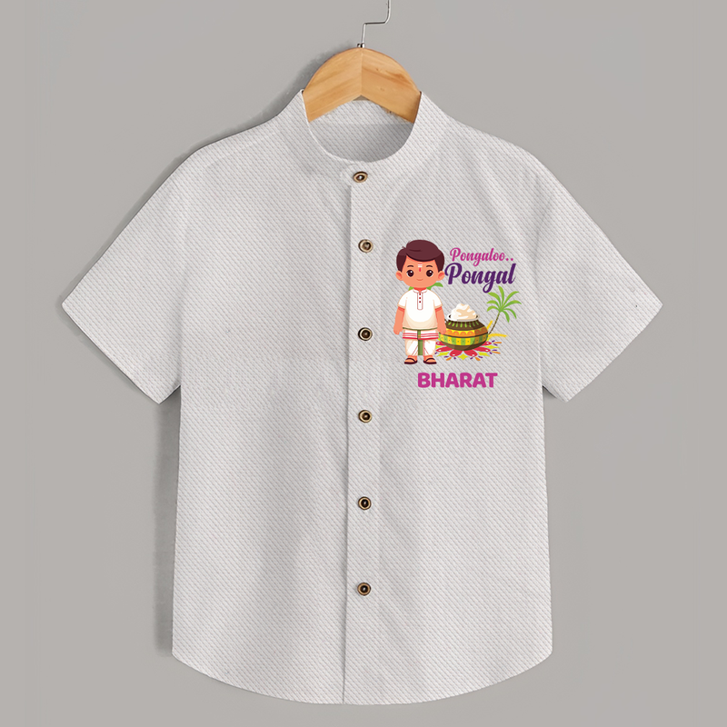 Pongalo Pongal - Village Vibes Customized Shirt for Kids with Name - WHITE - 0 - 6 Months Old (Chest 23")