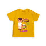 Pongalo Pongal - Village Vibes Customized T-Shirt for Kids with Name - CHROME YELLOW - 0-5 Months Old (Chest 17")