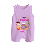 Happy Pongal | Personalized Kids Romper Suit - LILAC - 0 - 5 Months Old (Chest 18")