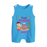 Happy Pongal - Celebrating Culture Customized Romper Suit for Babies with Name - ROYAL BLUE - 0 - 5 Months Old (Chest 18")