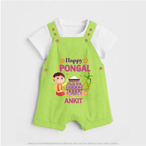 Happy Pongal | Personalized Kids Dungaree - GREEN - 0 - 5 Months Old (Chest 18")