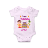 Happy Pongal - Celebrating Culture Customized Romper for Babies with Name - LILAC - 0 - 3 Months Old (Chest 16")