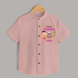 Happy Pongal | Personalized Kids Shirt - PEACH - 0 - 6 Months Old (Chest 23")