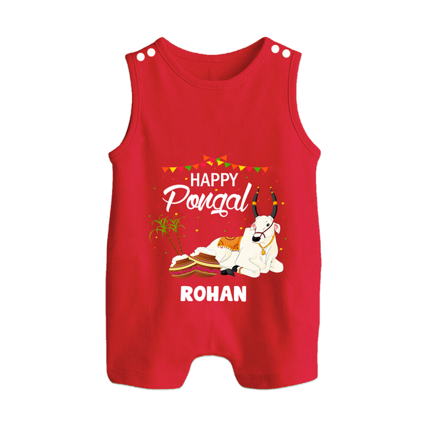 Happy Pongal |Custom Kids Romper Suit  - RED - 0 - 5 Months Old (Chest 18")