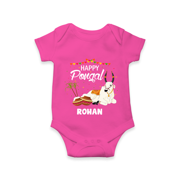 Happy Pongal |Custom Kids Romper  - HOT PINK - New Born (Chest 14")