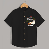 Happy Pongal - Little Bull Tamer Themed Customized Shirt for Kids - BLACK - 0 - 6 Months Old (Chest 23")