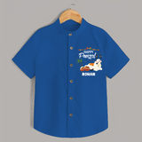 Happy Pongal - Little Bull Tamer Themed Customized Shirt for Kids - COBALT BLUE - 0 - 6 Months Old (Chest 23")