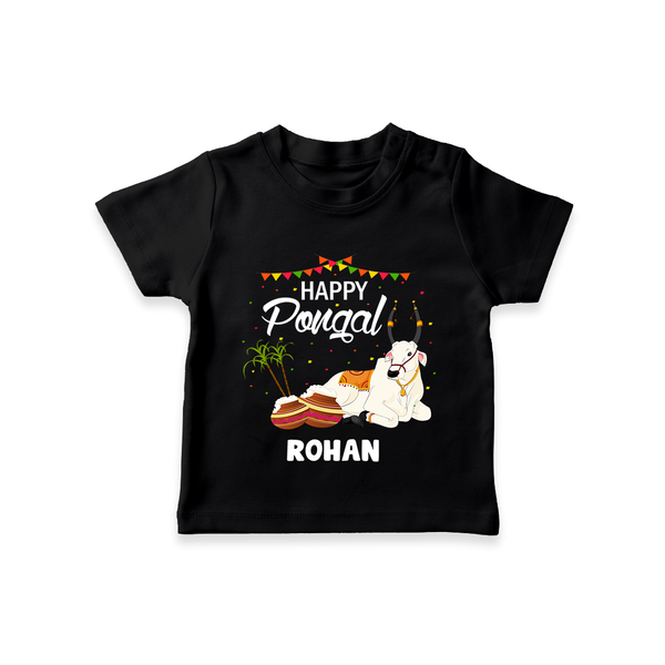 Happy Pongal |Custom Kids T-Shirt  - BLACK - 0-5 Months Old (Chest 17")