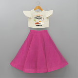 Happy Pongal - Little Bull Tamer Themed Customized Crop Top And Skirt for Kids - FUSCHIA - 6 - 9 Months Old (Chest 20" , Frock Waist 20")