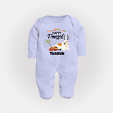 Happy Pongal |Custom Kids Fullbody Suit  - BABY BLUE - New Born (Chest 7.5")
