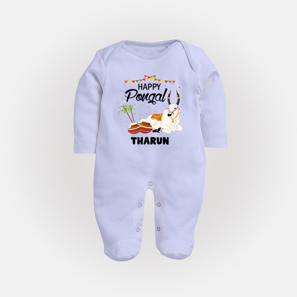 Happy Pongal |Custom Kids Fullbody Suit  - BABY BLUE - New Born (Chest 7.5")