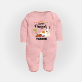 Happy Pongal |Custom Kids Fullbody Suit  - BABY PINK - New Born (Chest 7.5")