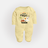 Happy Pongal |Custom Kids Fullbody Suit  - PASTEL YELLOW - New Born (Chest 7.5")