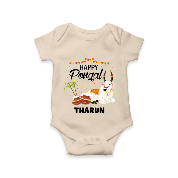 Happy Pongal |Custom Kids Romper  - IVORY - New Born (Chest 14")