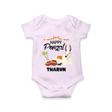 Happy Pongal - Little Bull Tamer Themed Customized Romper for Babies - LILAC - 0 - 3 Months Old (Chest 16")