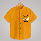 Happy Pongal - Little Bull Tamer Themed Customized Shirt for Kids - CHROME YELLOW - 0 - 6 Months Old (Chest 23")