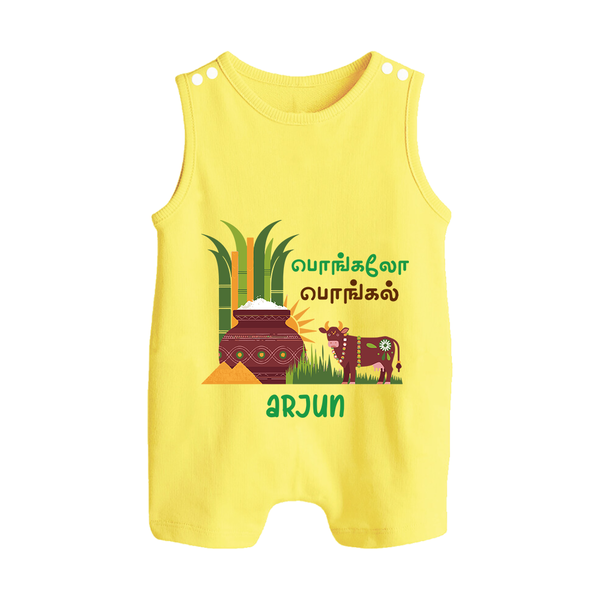 Pongaloo Pongal Tamil  – Custom Kids Romper Suit  - PASTEL YELLOW - 0 - 5 Months Old (Chest 18")