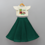 Pongalo Pongal - Moo and More Customized Crop Top And Skirt for Kids with Name - BOTTLE GREEN - 6 - 9 Months Old (Chest 20" , Frock Waist 20")