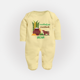 Pongaloo Pongal Tamil  – Custom Kids Fullbody Suit  - PASTEL YELLOW - New Born (Chest 7.5")