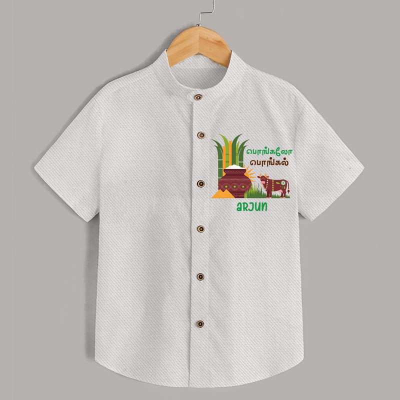 Pongalo Pongal - Moo and More Customized Shirt for Kids with Name - WHITE - 0 - 6 Months Old (Chest 23")