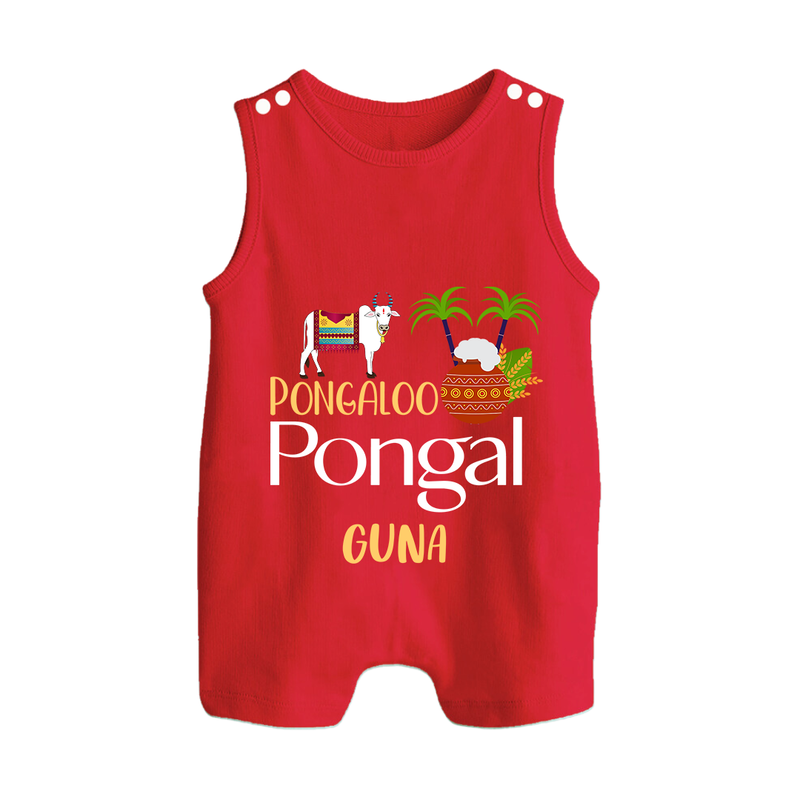 Pongalo Pongal - Mattu Pongal Delight Customized Romper Suit for Babies with Name - RED - 0 - 5 Months Old (Chest 18")