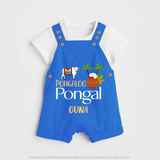 Pongalo Pongal - Mattu Pongal Delight Customized Dungaree Set for Kids with Name - COBALT BLUE - 0 - 5 Months Old (Chest 18")