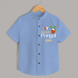 Pongalo Pongal - Mattu Pongal Delight Customized Shirt for Kids with Name - SKY BLUE - 0 - 6 Months Old (Chest 23")