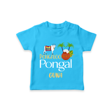 Pongalo Pongal - Mattu Pongal Delight Customized T-Shirt for Kids with Name - SKY BLUE - 0-5 Months Old (Chest 17")