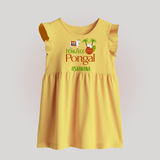 Pongalo Pongal - Mattu Pongal Delight Customized Baby Frock for Babies with Name - YELLOW - 0 - 3 Months Old (Chest 17")