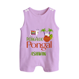 Pongalo Pongal - Mattu Pongal Delight Customized Romper Suit for Babies with Name - LILAC - 0 - 5 Months Old (Chest 18")