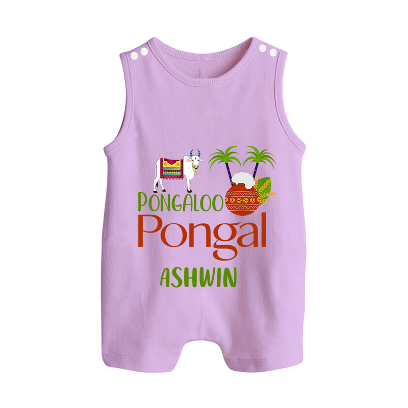 Pongalo Pongal - Mattu Pongal Delight Customized Romper Suit for Babies with Name - LILAC - 0 - 5 Months Old (Chest 18")