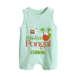 Pongalo Pongal - Mattu Pongal Delight Customized Romper Suit for Babies with Name - MINT GREEN - 0 - 5 Months Old (Chest 18")