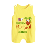 Pongalo Pongal - Mattu Pongal Delight Customized Romper Suit for Babies with Name - PASTEL YELLOW - 0 - 5 Months Old (Chest 18")