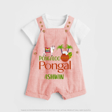 Pongalo Pongal - Mattu Pongal Delight Customized Dungaree Set for Kids with Name - PEACH - 0 - 5 Months Old (Chest 18")