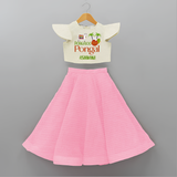 Pongalo Pongal - Mattu Pongal Delight Customized Crop Top And Skirt for Kids with Name - PINK - 6 - 9 Months Old (Chest 20" , Frock Waist 20")