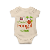 Pongalo Pongal - Mattu Pongal Delight Customized Romper for Babies with Name - IVORY - 0 - 3 Months Old (Chest 16")