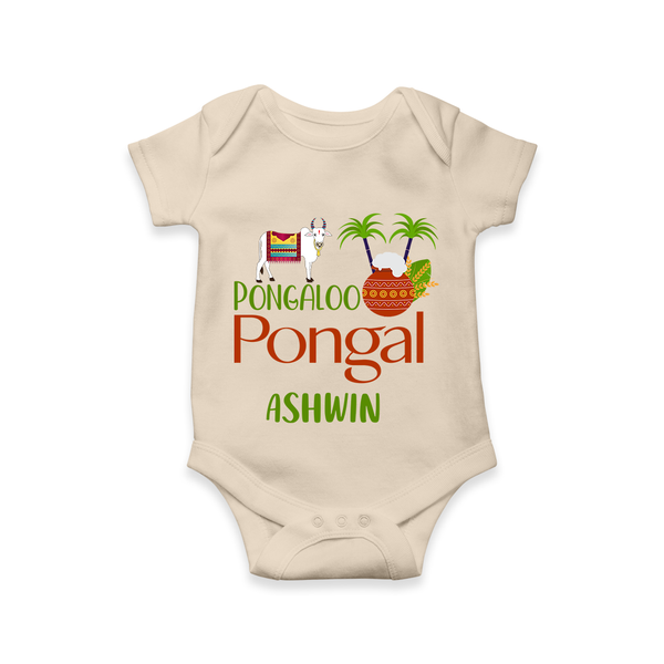 Pongalo Pongal - Mattu Pongal Delight Customized Romper for Babies with Name - IVORY - 0 - 3 Months Old (Chest 16")