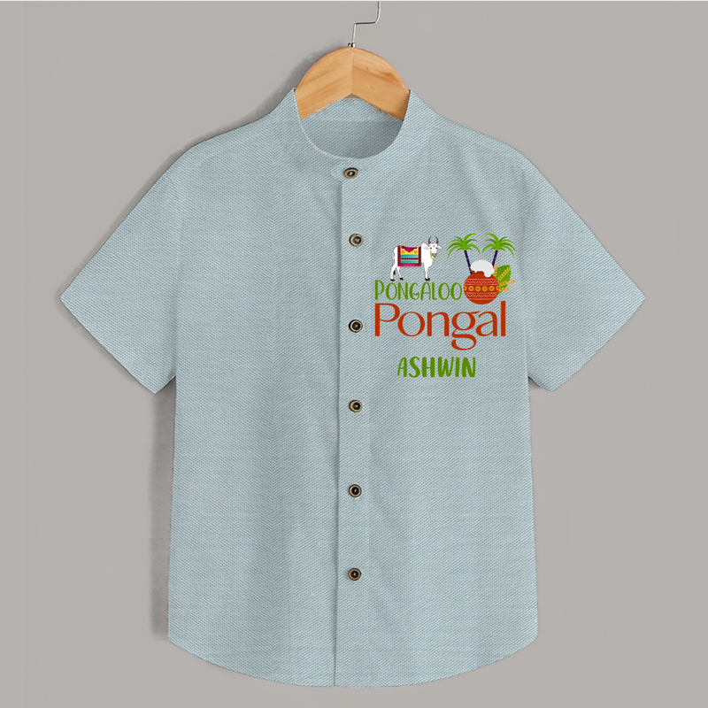 Pongalo Pongal - Mattu Pongal Delight Customized Shirt for Kids with Name - ARCTIC BLUE - 0 - 6 Months Old (Chest 23")