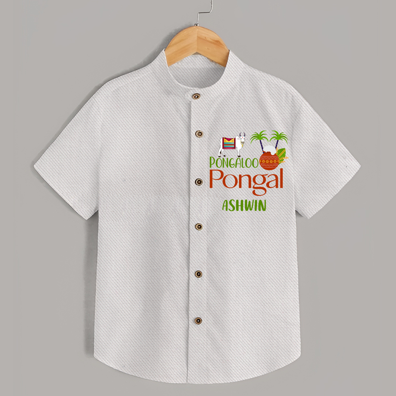 Pongalo Pongal - Mattu Pongal Delight Customized Shirt for Kids with Name - WHITE - 0 - 6 Months Old (Chest 23")