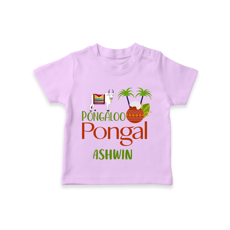 Pongalo Pongal - Mattu Pongal Delight Customized T-Shirt for Kids with Name - LILAC - 0-5 Months Old (Chest 17")