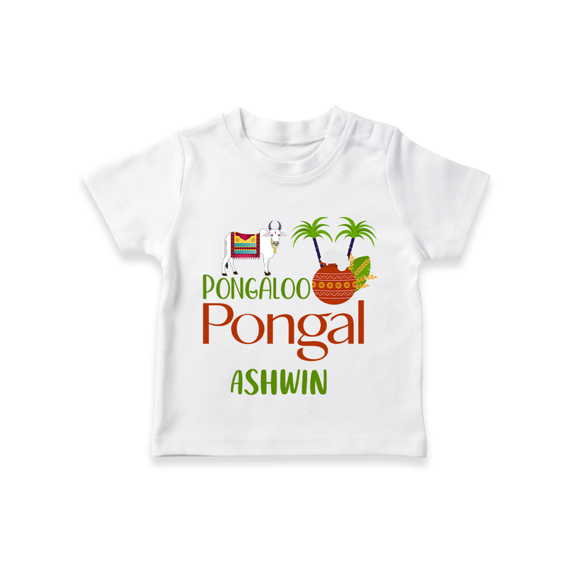 Pongalo Pongal - Mattu Pongal Delight Customized T-Shirt for Kids with Name - WHITE - 0-5 Months Old (Chest 17")