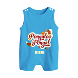 Pongalo Pongal - Festive Cow Themed Customized Romper Suit for Babies with Name - ROYAL BLUE - 0 - 5 Months Old (Chest 18")