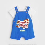 Pongalo Pongal - Festive Cow Themed Customized Dungaree Set for Kids with Name - COBALT BLUE - 0 - 5 Months Old (Chest 18")