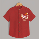 Pongalo Pongal - Festive Cow Themed Customized Shirt for Kids with Name - RED - 0 - 6 Months Old (Chest 23")